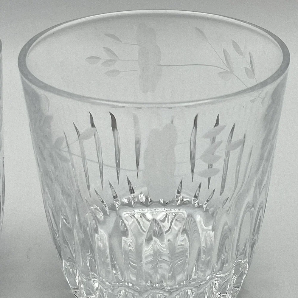 Vintage Princess House Heritage Set Of 2 Old Fashioned Rocks Glasses 10oz Floral
